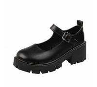 Generisch Plataforma Mary Janes Zapatos Sweet Toe Toe Lolita Gothic Plateau Vestido Zapatos Zapatos de Plataforma Chunky Zapatos de Plataforma Cuero Patente Zapatos de Vestir Hebilla Correa Punta