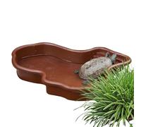 Generisch Plato de agua para reptiles - Cuenco grande para tortugas y piscina de baño, cuenco de reptil de estilo río de imitación para tortoise, gecko y serpiente, tanque de ABS duradero con diseño
