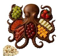Generisch Plato de cena - Plato de comida, calamar de madera para servir, para anfitriones, cocina, mariscos, carne, picnic, queso, mesa de aparador