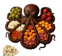 Generisch Plato de Picnic - Plato de Comida | Plato de servir de calamar de madera para anfitriones Cocina Mariscos Carne Picnic Queso Mesa Aparador