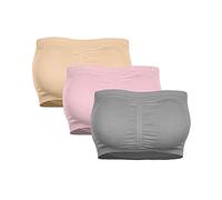 Generisch Plus Doble Tamaño Bandeau Top Desechable Sin Tirantes Acolchado Elástico Sujetador Elástico Mujeres Elástico Cómodo 3 Piezas, multicolor, XXL