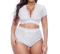Generisch Plus Size 2 Piezas Lencería para Mujeres Sujetador de Tiras Conjunto de Ropa Interior Slip (Blanco, XXXL)