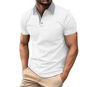Generisch Polo de manga corta para hombre, camiseta blanca, sin planchado, ropa interior transpirable, para verano, tiempo libre, camiseta polo de manga corta con bolsillo en el pecho, seco y