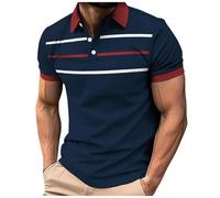 Generisch Polo de manga corta para hombre, color de contraste, cuello básico, camiseta polo de verano para hombre, color negro, se adapta cómodamente a la piel, C-azul oscuro., M