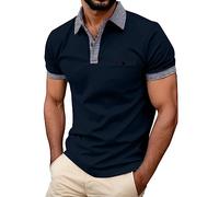 Generisch Polo de manga corta para hombre, transpirable, de secado rápido, informal, deportiva, para golf, color negro, #1-azul marino, M