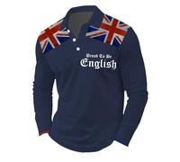 Generisch Polo de manga larga con estampado de bandera del Reino Unido, para negocios, informal, informal, ropa exterior festiva para hombre, marine, S