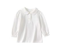 Generisch Polo de manga larga para niña con cuello de Peter Pan - Elegante camiseta básica con mangas abullonadas | Bonito top para la escuela y ocasiones especiales