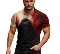 Generisch Polo de terror sangriento para hombre 2025: manga corta con botones, diseño espeluznante en rojo, tallas S a XXXXXXL, Rot-k, M