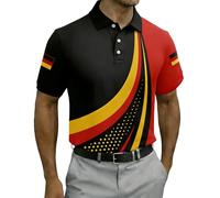 Generisch Polo para hombre con botón temático de manga corta ligera para aficionados y actividades de ocio, Negro , L