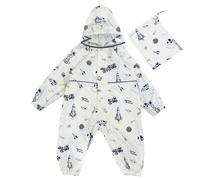 Generisch Poncho de lluvia de una pieza con protector de lluvia reutilizable para exteriores, Blanco, 6-7 años