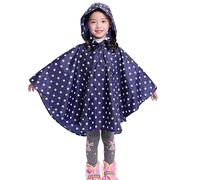 Generisch Poncho de lluvia para niños con diseño de dibujos animados 3D para niñas, impermeable al aire libre, ropa de lluvia para niños pequeños en cualquier clima, azul oscuro, 1-3 años