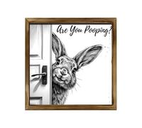 Generisch Portable Cow Pooping Sign, Funny Wooden Wall Art, Foldable Rustic Farmhouse Decoration with, Humorous Animal Sign for Restaurant Hotel Home Dorm Apartment Vacation