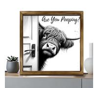 Generisch Portable Cow Pooping Sign, Funny Wooden Wall Art, Foldable Rustic Farmhouse Decoration with, Humorous Animal Sign for Restaurant Hotel Home Dorm Apartment Vacation