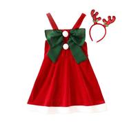 Generisch Precioso vestido de Navidad para niña, sin mangas, vestido de bowknot para fiestas, bailes perfecto para niños todos, rojo, 5-6 años