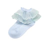 Generisch Primavera calcetines de algodón dulce delicado bordado diseño princesa calcetines infantiles transpirables hipoalergénicos elásticos cómodos para niñas, azul, 7-8 años