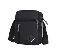 Generisch Primavera Invierno Cremallera Hombre Lona Hombro Individual Bolsillo Lateral Bolso Deportivo Compatible con Bolsas de Moto Bolsa Trasera (Negro, Talla Única)