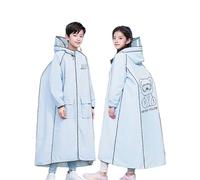 Generisch Primavera, verano niños niñas color sólido abotonado grueso poncho impermeable ponchos de lluvia, azul claro, 14-16 años