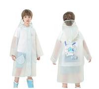 Generisch Primavera, verano niños niñas color sólido abotonado grueso poncho impermeable ponchos de lluvia, azul claro, 10-12 años