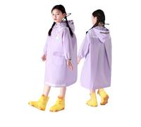 Generisch Primavera, verano y otoño niños y niñas color sólido abotonado poncho grueso impermeable ponchos de lluvia, Color lila claro., 10-12 años