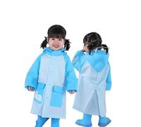 Generisch Primavera, verano y otoño niños y niñas color sólido abotonado poncho grueso impermeable ponchos de lluvia, azul claro, 9-12 años