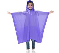 Generisch Primavera, verano y otoño niños y niñas color sólido abotonado poncho grueso impermeable ponchos de lluvia, morado, 5-10Years