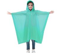 Generisch Primavera, verano y otoño niños y niñas color sólido abotonado poncho grueso impermeable ponchos de lluvia, verde, 5-10Years