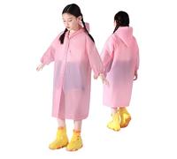 Generisch Primavera, verano y otoño niños y niñas color sólido abotonado poncho grueso impermeable ponchos de lluvia, Rosa claro., 4-9 años