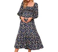 Generisch Primavera Vestido de Gasa Embarazada Pequeño Vestido de Manga Larga Vestido de Fotografía Embarazada Accesorios Hombro Descubierto Vestido de Maternidad, marine, M