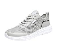 Generisch Primavera y zapatos deportivos para hombre planos ligeros malla transpirable cordones color sólido estilo casual zapatos de hombre suela plana, gris, 42 EU