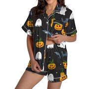 Generisch Primero Pruebe Luego Números Ropa de Dormir Linda Mujer, Botones, Manga Corta, Tops y Pantalones Cortos, gris, L