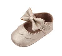 Generisch Primeros zapatos para niños pequeños con elegantes lazos en diseño de princesas para un agarre seguro, suaves primeros pasos, dorado, 20 EU