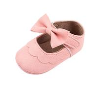 Generisch Primeros zapatos para niños pequeños con elegantes lazos en diseño de princesas para un agarre seguro, suaves primeros pasos, Rosa., 22 EU