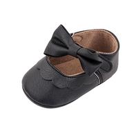 Generisch Primeros zapatos para niños pequeños con elegantes lazos en diseño de princesas para un agarre seguro, suaves primeros pasos, Negro , 22 EU