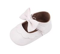 Generisch Primeros zapatos para niños pequeños con elegantes lazos en diseño de princesas para un agarre seguro, suaves primeros pasos, Blanco, 22 EU