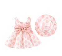 Generisch Princesa 0 - 3 Vacaciones Punto Niña Playa Sol Niño Niño Conjunto Años Vestidos Volantes Vestido Niño Niño Verano Sin Mangas Gorro Bebé Niñas V, Rosa., 18-24 meses