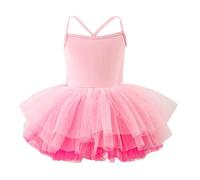Generisch Princesas Niños Niñas Vestido de Ballet Tutú Performance Traje sin Tirantes Maillot Color Sólido Traje de Baile para Niños Pequeños Primavera Verano Bikini con Niñas, Rosa intenso., 3-4 años