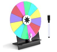 Generisch Prize Spin Wheel, Spinner de mesa de 12 pulgadas, mesa giratoria de borrado seco con 12 ranuras de color y marcadores, base resistente para espectáculos comerciales, juegos de clase, eventos