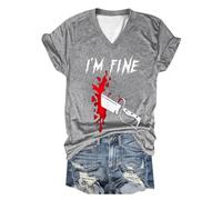 Generisch Problem Gelöst Halloween T-Shirt Damen Casual Rundhalsausschnitt Kurzarm Tops Hemd Entürstürst Halloween Bebedruckt Casual Sportshirt Cosplay, Grey #1, M