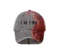 Generisch Problem Solved Baseball Caps Halloween Unisex Horror Sangriento Cap Estampado Ajustable Algodón Gorra de Béisbol para Mujer Hombre, gris, Talla única