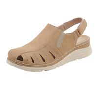 Generisch Productos Categoría Sandalias de mujer - Título del producto Sandalias de verano de las mujeres con aberturas huecas lazo punta redonda Cuña Cómodos zapatos de playa para casual, marrón, 42