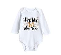 Generisch Productos My First New Year Ropa Recién Nacido Bebé Niño Niña Año Nuevo Trajes Letter Print Mono Mono Conjunto Recién Nacido Niño, Blanco, 6-9 meses