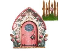 Generisch Puerta de hadas, puerta de duende - Mini puerta de hadas para jardín - adorable jardín de hadas miniaturas de jardín decoración de casa de hadas tronco de árbol