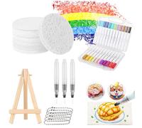 Generisch Puffy Juego de pintura 3D Magic Puffy Paint Set de 48 piezas, cuadrado/círculo/corazón, juego de pintura de espuma para pintura con textura de espuma (círculo-12 marcadores)