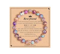 Generisch - Pulsera apilable de 4 mm para regalo de mamá, hermana, maestra, rodolita, regalo junco hombre luna 4 perlas pulsera, talla única, Vidrio