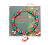 Generisch Pulsera con colgante de Papá Noel, multicolor, redondo, para mujer, estuche, talla única, Plástico, No es una piedra preciosa