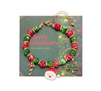Generisch Pulsera con colgante de Papá Noel, multicolor, redondo, para mujer, estuche, talla única, Plástico, No es una piedra preciosa