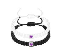 Generisch Pulsera conectada rosa con anillos para mujer, joyería de pareja de amor de acero de pulsera varios mensajes, joyas, talla única, Resina