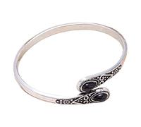 Generisch Pulsera de actividad para hombre con incrustaciones de imitación verde retro con apertura ajustable y pulsera de aleación amigable para mujer de plata de ley, talla única, Metal, No es una