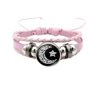Generisch Pulsera de alfileres luminosas pulseras de sol y luna ajustables trenzadas The Luminous Stone Stores The Light Energy Under The Irradiation Of Black Wire Bracelets, talla única, PU, Sin
