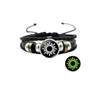 Generisch Pulsera de alfileres luminosas pulseras de sol y luna ajustables trenzadas The Luminous Stone Stores The Light Energy Under The Irradiation Of Black Wire Bracelets, talla única, PU, Sin
